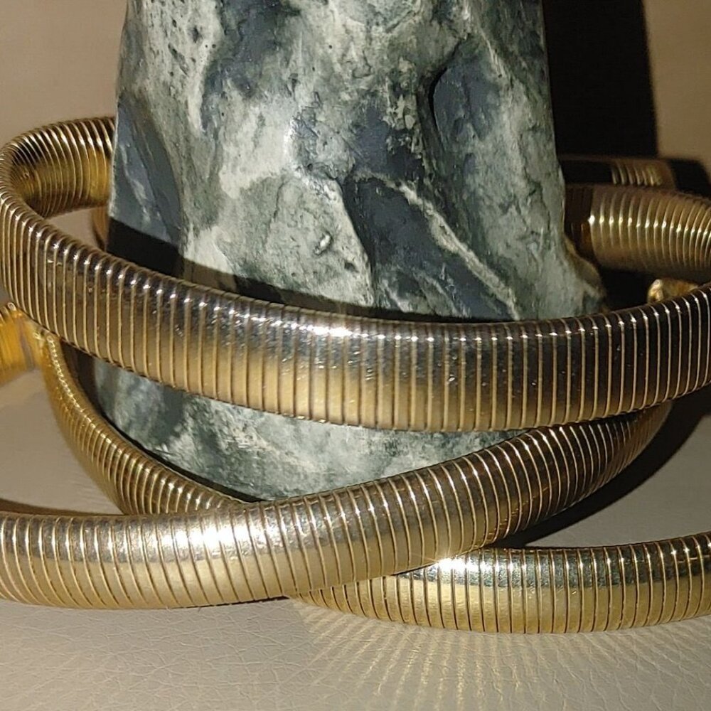 Vintage Large Snake Chain Belt Omega Gold Tone Retro Flexible Hook Clasp - Picture 3 of 8